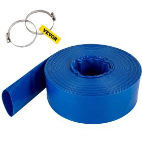 VEVOR Discharge Hose, 1-1/2" x 105', PVC Fabric Lay Flat Hose, Heavy Duty Backwash Drain Hose with Clamps, Weather-proof & Burst-proof