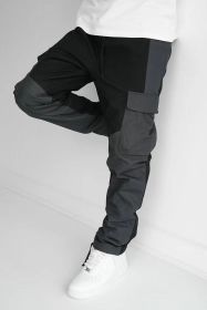 Large Pocket Stitching Trousers Men's Loose Feet (Option: Black-XS)