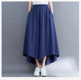 Women's Fashionable Loose Wide-leg Pants Slim Loose Pants (Option: Blue-M)