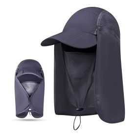 VisBeaut Sun Hat; Fishing Cap; Baseball Cap; Neck Cover With Face Mask For Outdoor Sports (Color: Dark Gray)