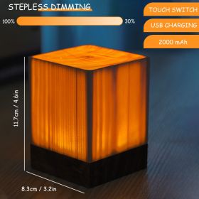 Retro Wood Table Lamp Creative Wood Grain Bedside Lamp Charging Night Light Wooden Base Vintage Desk Lamp Bedroom Birthday Gift (Lampshade Color: Upgrade B, Ships From: China)