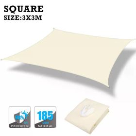 160GSM Waterproof Awning Sunshade Sun Shade Sail For Outdoor Garden Beach Camping Patio Pool Sun Canopy Tent Sun Shelter (Color: Beige 3X3M)