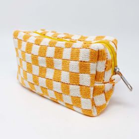 Check Yourself Cosmetic Bag (Color: Orange White)