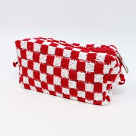 Check Yourself Cosmetic Bag (Color: Red White)