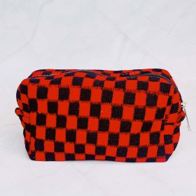 Check Yourself Cosmetic Bag (Color: Black Red)