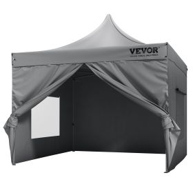 VEVOR 10x10 FT Pop up Canopy with Removable Sidewalls, Instant Canopies Portable Gazebo & Wheeled Bag, UV Resistant Waterproof (Default: Default)