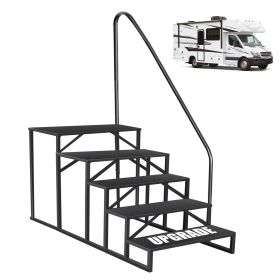 Hot Tub Steps Outdoor, 2 RV Steps with Handrail, Portable RV Stairs 3 Step, Heavy Duty Truck Camper Steps Ladders for Travel Trailers, 5th Wheel (size: 5 Steps)