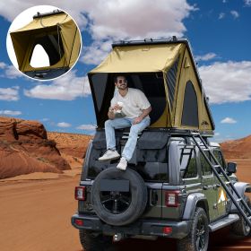 Explorer Rooftop Tent Hardshell with Luggage Racks&Replaceable Netting Rain Curtains, Truck Bed Tent for Camping (Color: Desert Khaki)