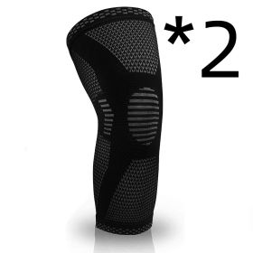 Sports Knee Pads Knitted Sports Knee Pads (Option: 2pcs Black-L)