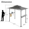 8 x 5 FT Grill Pergola Tent with Air Vent Double Tiered BBQ Gazebo Outdoor Barbecue Canopy, Khaki/Gray