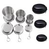 Stainless Steel Folding Cup; Portable Ultralight Collapsible Travel Cup; Outdoor Retractable Drinking Glass & EVA Case Set; Foldable Cup With Keychain