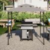 8 x 5 FT Grill Pergola Tent with Air Vent Double Tiered BBQ Gazebo Outdoor Barbecue Canopy, Khaki/Gray